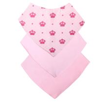 Babador Bandana Bebê Kit Com 3 Menina Coroa Rosa