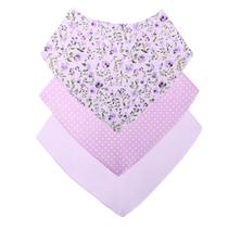 Babador Bandana Bebê Kit Com 3 Menina Floral Lilás