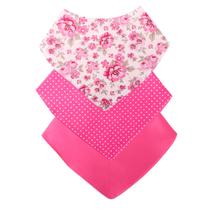 Babador Bandana Bebê Kit Com 3 Menina Floral Pink