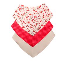 Babador Bandana Bebê Kit Com 3 Menina Floral Vermelho