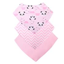 Babador Bandana Bebê Kit Com 3 Menina Panda Rosa