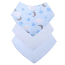 Babador Bandana Bebê Kit Com 3 Menino Céu Azul