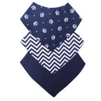 Babador Bandana Bebê Kit Com 3 Menino Coroa Azul Marinho