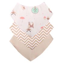 Babador Bandana Bebê Kit Com 3 Unissex Bosque Bege