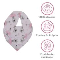 Babador Bandana Bebe Recem Nascido Menina Estampa Bailarina Rosa Antialérgico Algodão Alimentação Maternidade Enxoval Acessorio Fotos Baby Deluxe