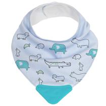 Babador Bandana C/Mordedor Animais Azul Buba