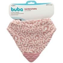 Babador bandana com Mordedor animal print Rosa - Buba