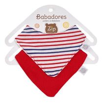Babador Bandana Forro Impermeavel KIT Listrado Vermelho ZIP