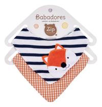 Babador Bandana Forro Impermeavel Kit Raposa Bebe Fofinho Premium Zip