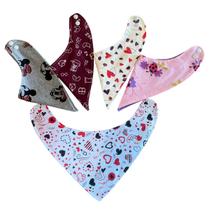 Babador Bandana Impermeável Dupla Face - Kit com 3(Estampa Meninas)