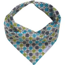 Babador bandana losango turquesa e verde