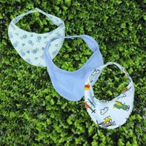 Babador Bandana Menino Bebê 100% Algodão kit com 3