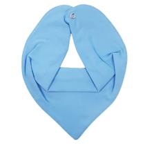 Babador Bandana para Bebe Azul Menino Liso Lavavel Antialérgico 100 Algodão botão Pressão Baby Deluxe
