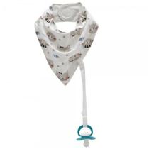 Babador Bandana Para Bebê Com Forro Impermeável E Prendedor De Chupeta Gatinho Buba Baby