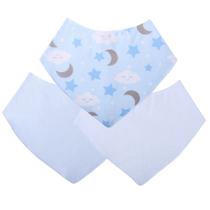 Babador Bandana Para Bebê Kit 3 Peças Menina Céu Azul
