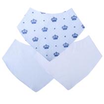 Babador Bandana Para Bebê Menino Coroa Azul Kit Com 3 - Mariana Enxovais