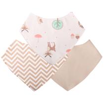 Babador Bandana Para Bebê Unissex Bosque Bege Kit Com 3 Babador Bandana Para Bebê Unissex Bosque Bege Kit Com 3