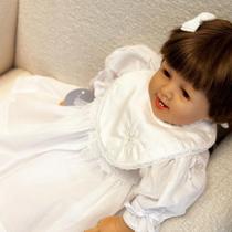 Babador Batizado Bordado Espírito Santo em Branco Detalhe em Renda