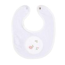 Babador Bebê Bordado Atoalhado Forrado Floral Rosa 01 Un