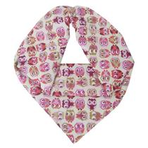 Babador Bebe Menina Estampa Coruja Pink Bandana Antialérgico Macio Botão Pressão Liso Baby Deluxe