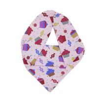 Babador Bebe Menina Estampa Cupcake Rosa Bandana Botão Pressão Macio Antialérgico Infantil Baby Deluxe
