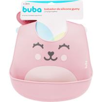 Babador bebê silicone impermeável coletor infantil ajustável rosa - Buba