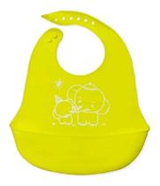 Babador Cata Migalhas em Silicone Reutilizável para Bebê Amarelo UnyHome.