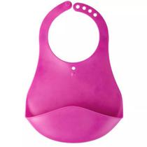 Babador Cata Migalhas Silicone Impermeável Rosa Kababy