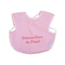 Babador colete rosa claro bordado corações para bebê