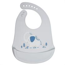 Babador Com bolso cata-migalhas de Silicone Infantil Bichos Elefante Fecho Ajustável Impermeável e Maleável KaBaby 1049E