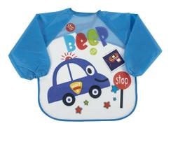 Babador com manga Carro Azul - KaBaby