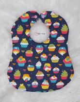 Babador de Bebê Tradicional duplo 100 algodão Cupcakes