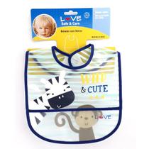 Babador de Plástico Com Bolso Fácil Vestir Love Macaco Babador de Plástico Com Bolso Fácil Vestir Love Macaco