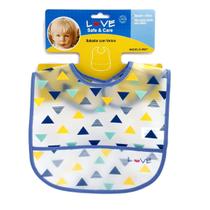 Babador de Plástico Com Bolso Fácil Vestir Love Triângulos