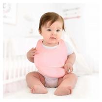 Babador De Silicone Barreira De Comida Cinta Rosa Mimo Style