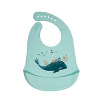 Babador de Silicone Bichos Baleia Infantil Com Fecho ajustável Impermeável Bolso Cata-Migalhas Maleável KaBaby - 1049B