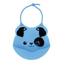 Babador De Silicone Com Pega Migalhas Azul Cachorrinho 09731