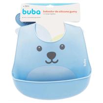 Babador de silicone com pega migalhas gumy azul - buba