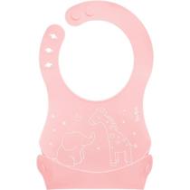 Babador de silicone com pega migalhas rosa - buba