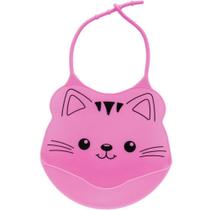 Babador De Silicone Com Pega Migalhas Rosa Gatinho 09730 - B Babador De Silicone Com Pega Migalhas Rosa Gatinho 09730 - B