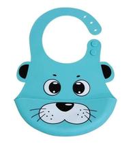 Babador De Silicone Foca Azul - Kababy