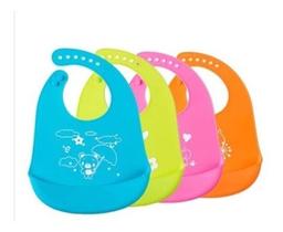 Babador De Silicone Impermeável Para Bebê Com Coletor