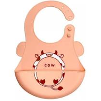 Babador de Silicone para Hora de Comer com alça - cow