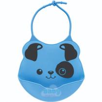 Babador de Silicone Pega Migalha Cachorrinho Azul Buba