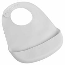 Babador De Silicone Soft Pimpolho Infantil Cinza