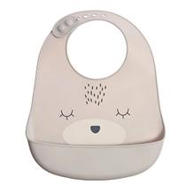 Babador de Ursinho Cinza Para Bebê Impermeável Silicone Castela