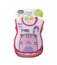 Babador Easy Meal Menina 3 Peças Chicco Babador Easy Meal Menina 3 Peças Chicco