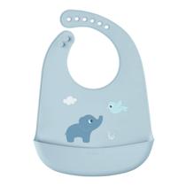 Babador em Silicone com Pega Migalhas Cloudy Elefante Azul - Buba Babador em Silicone com Pega Migalhas Cloudy Elefante Azul - Buba