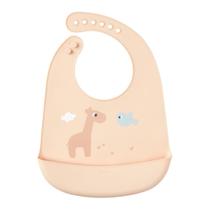 Babador em Silicone com Pega Migalhas Cloudy Girafa Bege - Buba