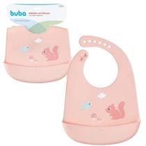 Babador Em Silicone Com Pega-Migalhas Rosa Claro - Buba